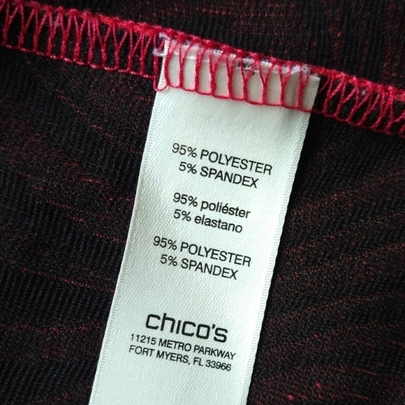 Chico's Easywear Red Black Abstract Swirl Textured Lightweight Topper Jacket - Picture 9 of 9